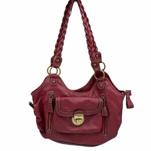 Vtg Strada Leather Shoulder Bag Red Braid Strap Purse Indie Sleaze Y2K Boho Flaw